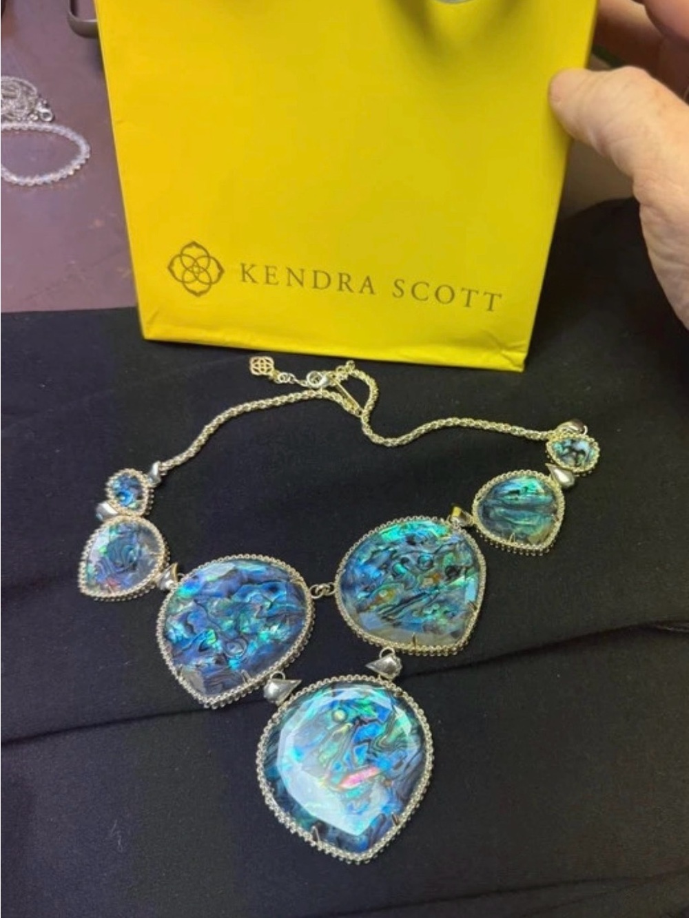 Kendra Scott Iridescent Abalone Statement Necklace - Blue Green
